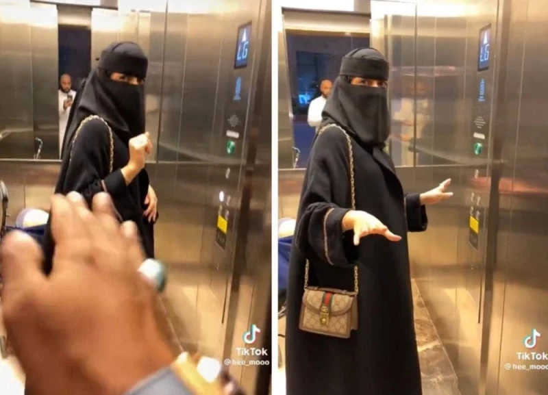 سيدة سعودية رفضت دخول رجل معها للمصعد ولكنه اصر على الدخول.. لن تصدق ما حدث بينهما واسعل مواقع التواصل الاجتماعي!!